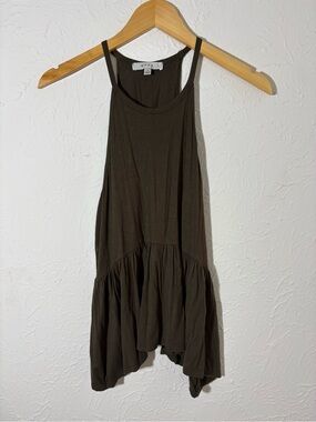 gaze Olive Green Racerback Tiered Babydoll Halter Tank Top